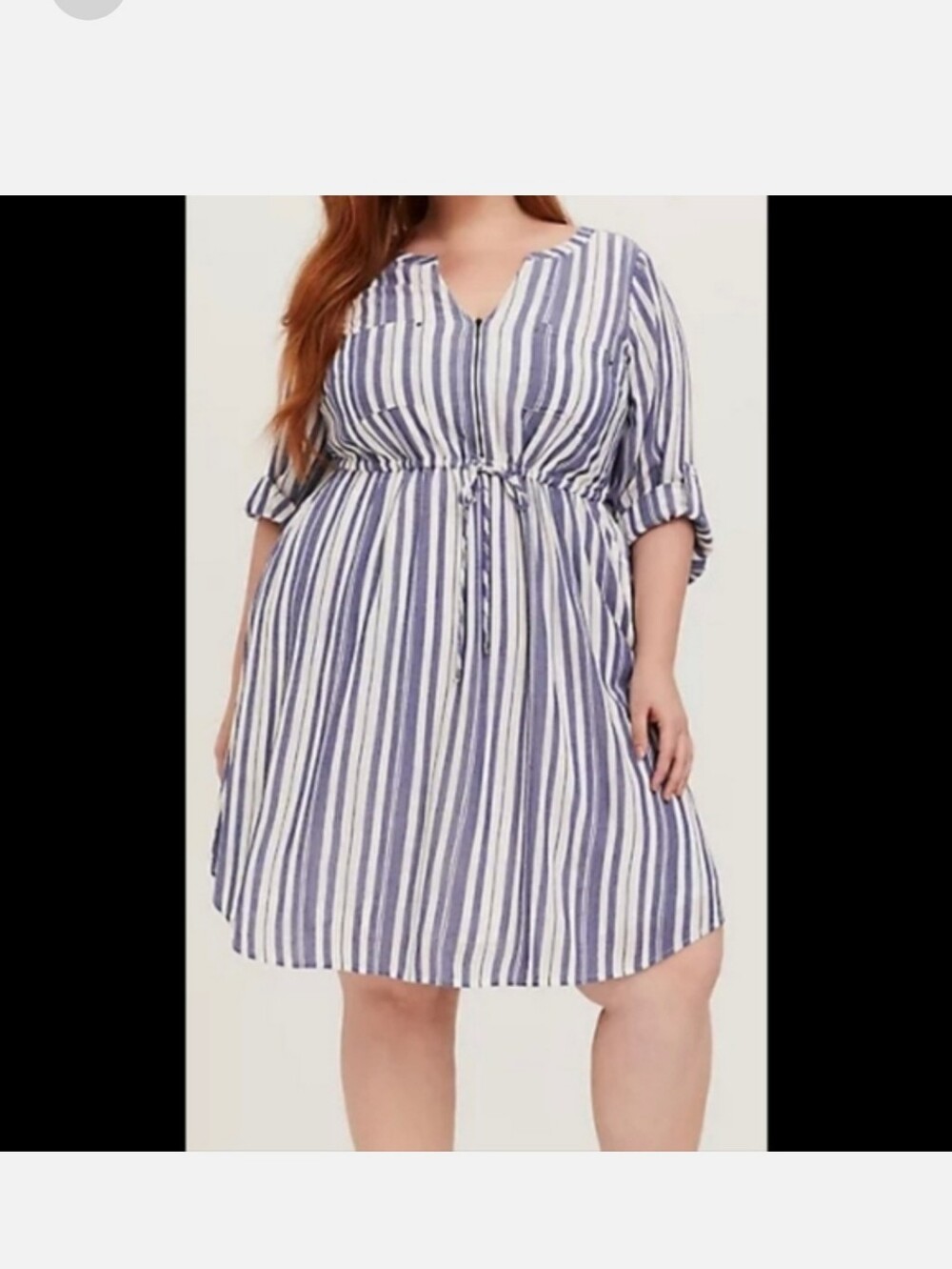 Torrid Blue and White Striped Drawstring Waist Dress